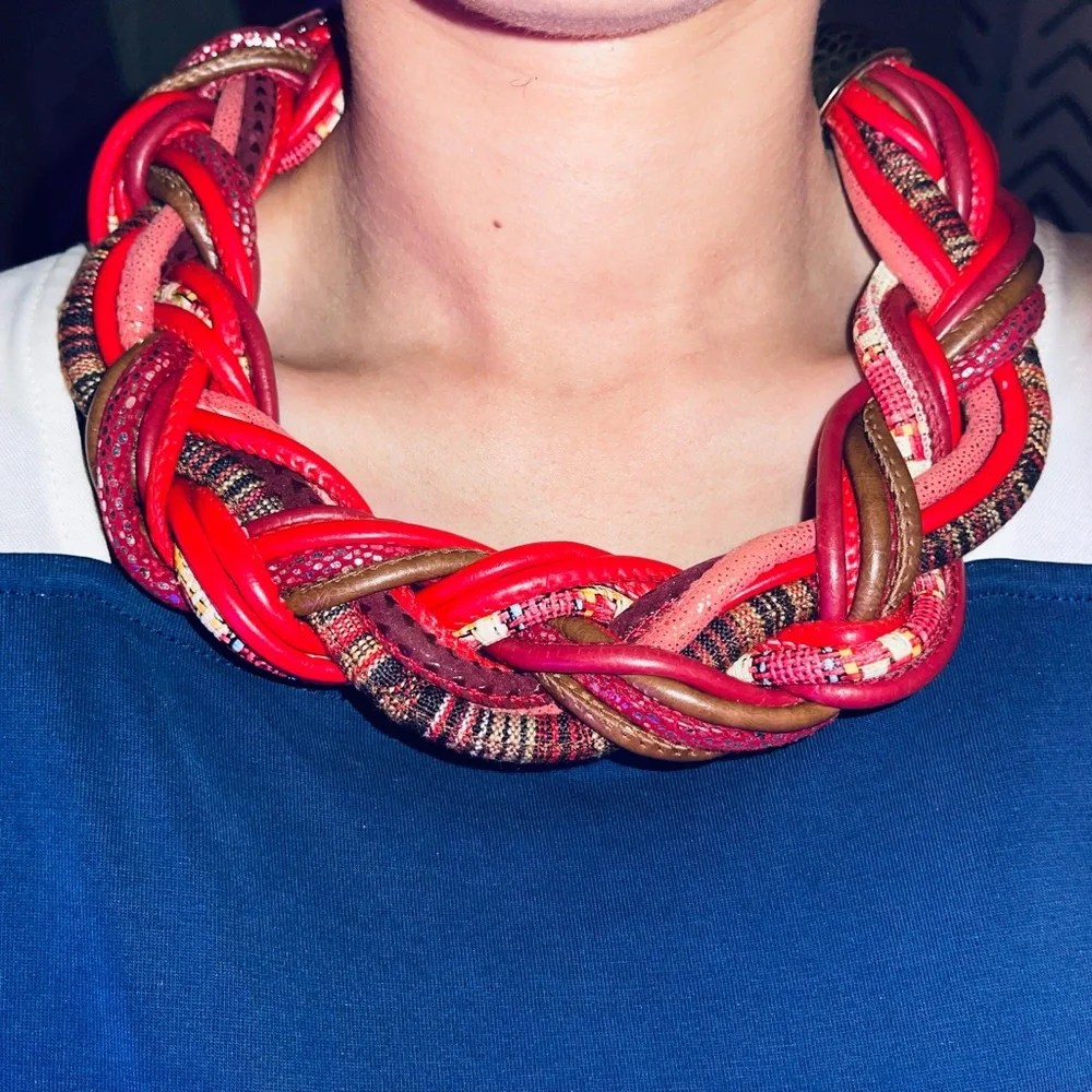 Braided Multicolor Necklace - Picture 2 of 2